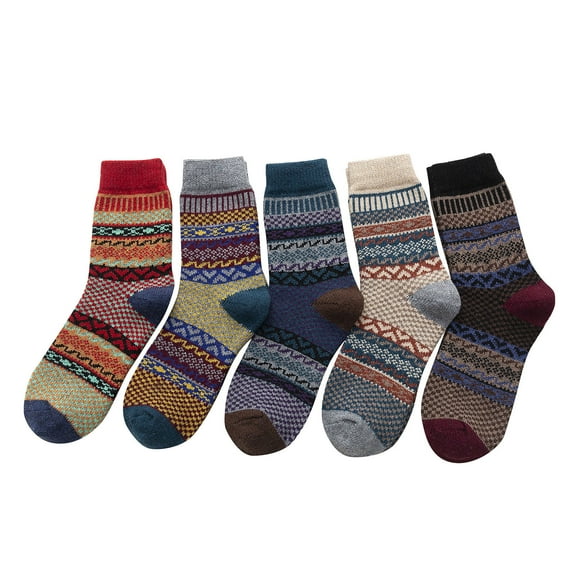 UACY Spring Socks 5 Pack Womens Socks Vintage Winter Soft Warm Cold Knit Wool Socks Wool Socks for Women Warm Winter Thermal Thick Socks