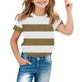 thumbnail image 1 of UACY Striped T-Shirt for Girls, Short Sleeve, Crew Neck (Coffee, 12-13 Years), 1 of 7