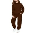 thumbnail image 1 of UACY Teen Girls 2 Piece Sweatsuits Fleece Hoodies Jogging Set Youth Kids Ribbed Cuffs Oversized Pockets Sweatpants Outfits ﻿ (Brown, 11-12 Years), 1 of 9