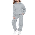 thumbnail image 1 of UACY Teen Girls 2 Piece Sweatsuits Fleece Hoodies Jogging Set Youth Kids Ribbed Cuffs Oversized Pockets Sweatpants Outfits ﻿ (Grey, 13-14 Years), 1 of 9