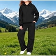thumbnail image 1 of UACY Teen Girls Casual Tracksuit, Solid Pullover Hoodie & Loose Wide Leg Sweatpants 2 Piece Sweatsuit, Long Sleeve Daily Sport Outfit (Black, 15-16 Years), 1 of 4