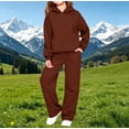 thumbnail image 1 of UACY Teen Girls Casual Tracksuit, Solid Pullover Hoodie & Loose Wide Leg Sweatpants 2 Piece Sweatsuit, Long Sleeve Daily Sport Outfit (Rose Gold, 15-16 Years), 1 of 4