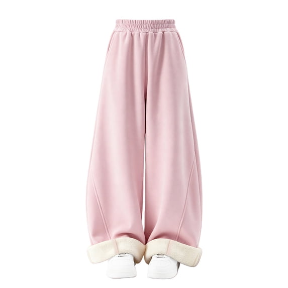 UACY Girls Wide Leg Sweatpants Kids Baggy Sweat Pants for Teen Girls Loose Fit Straight Leg Joggers with Pockets Elastic Cuffed (Pink, 15-16 Years)