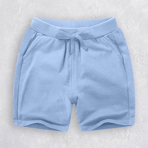 UACY Toddler Baby Boys & Girls Summer Shorts, Solid Cotton Sport Jogger Casual Pants, Playtime Essential (Light Blue, 7-8 Years)