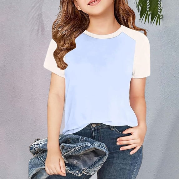 UACY Toddler Baby Girls Boys Tshirt Raglan Shirt Baseball Tee Cotton T-Shirt Short Long Sleeve Solid Color Shirts (Sky Blue, 18-24 Months)