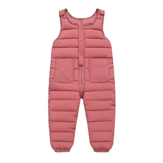 UACY Toddler Baby Puffer Snow Pants Fleece Lined Winter Warm Snowsuit Overalls Zip Up Quilted Down Jumpsuit (Pink, 4-5 Years)