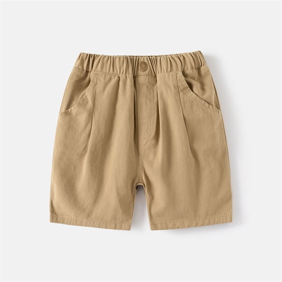 UACY Toddler Boys Bermuda Shorts Solid Jogger Shorts Little Boy Casual Elastic Waist Pull-On Athletic Pants with Pockets (Khaki, 5-6 Years)