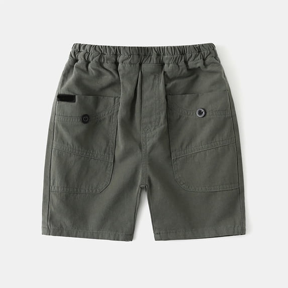 UACY Toddler Boys Cotton Cargo Shorts Boys Solid Color Casual Summer Shorts Elastic Waist Multiple Pockets 