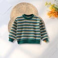 thumbnail image 1 of UACY Toddler Boys Girls Plaid Knit Crewneck Sweater, Long Sleeve Fleece Lined Warm Pullover Top for Christmas Autumn Winter (Green, 3-4 Years), 1 of 6