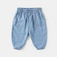thumbnail image 1 of UACY Toddler Boys and Girls Denim Harem Pants - Loose Elastic Waist Pull On Joggers for Fall Daily Comfort Wear (Light Blue, 4-5 Years), 1 of 8
