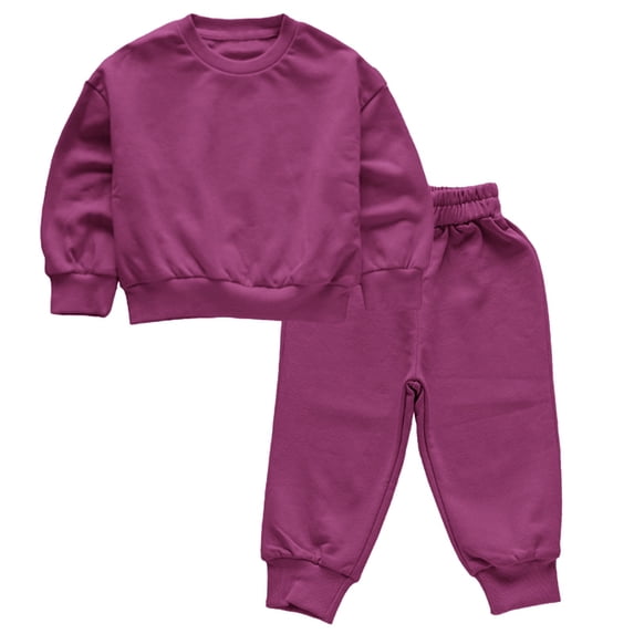 UACY Toddler Boys or Girls Sweatshirts Fall Winter Outfits Long Sleeve Plain Crewneck Sweatshirt and Jogger Pants Set