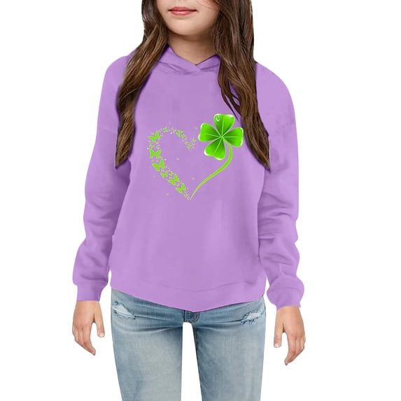 UACY Toddler Kids Cute Printed Fashion Hooded Sweatshirt Pullover Hoodie, Casual Long Sleeve Sports Top for Boys Girls Outdoor Playwear (Purple, 3-4 Years)