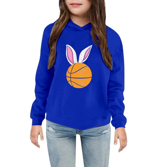UACY Toddler Kids Cute Printed Hooded Sweatshirt Pullover Hoodie, Casual Yoga Sports Top for Boys Girls, Soft Long Sleeve Outdoor Playwear (BU1, 4-5 Years)