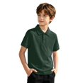 thumbnail image 1 of UACY Youth Boys Classic Polo Shirt Cotton T-Shirt Tops Short Sleeve Polo Kids Solid Color Button Up Collared Shirts (Blackish Green, 2-3 Years), 1 of 8