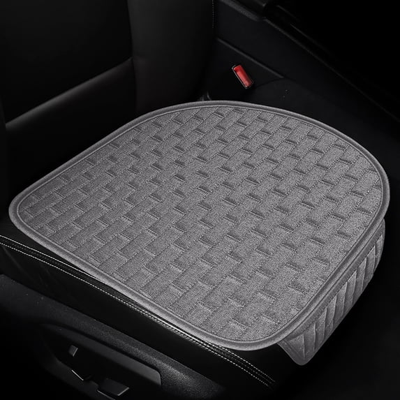 UAEBM Car Seat Cushion with Non-Slip and Breathable Design, Universal Four Seasons Car Front Seat Covers, Cotton Linen Car Seat Protector with Storage Pouch Gray