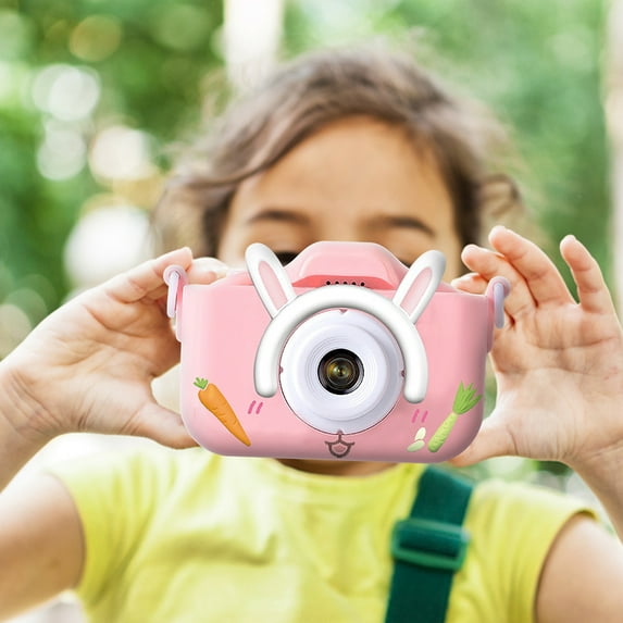 UAEBM Children's 1080p HD Dual Camera Digital Camera with 2.0-Inch Screen, 600mAh Battery, and Fun Games - Ideal Birthday or Holiday Gift for Kids 3-12 Years Old Pink