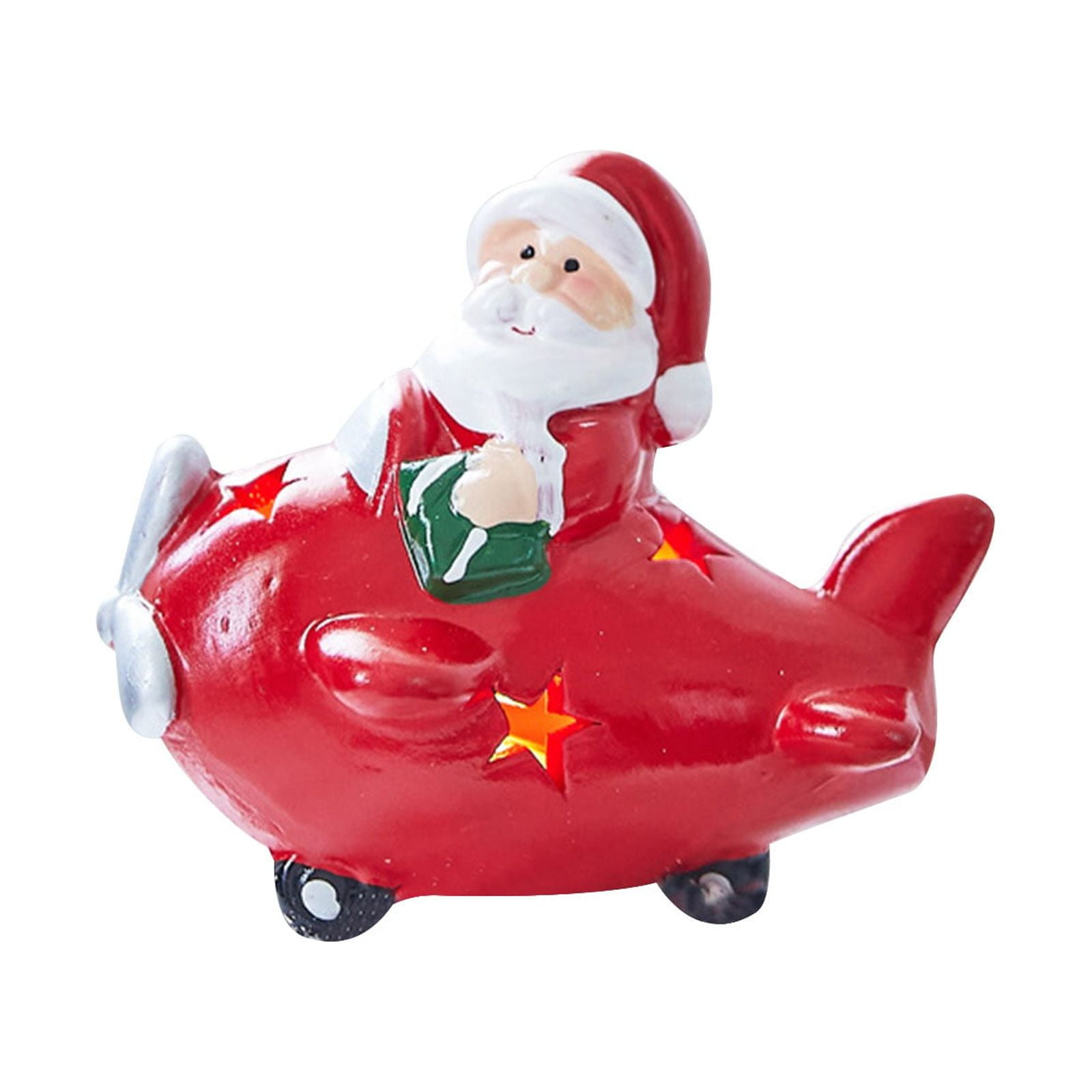 UAEBM Christmas Ceramic Figurine Decorations with Lights, Elderly