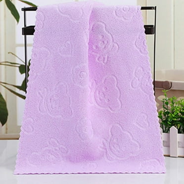 UAEBM Fingertip Hand Towels Bear Embossed Plain Face Towel Soft Absorbent Cleansing Bath Towel Hotel-Spa-Kitchen Multi-Purpose,Soft,Quick-Dry Purple