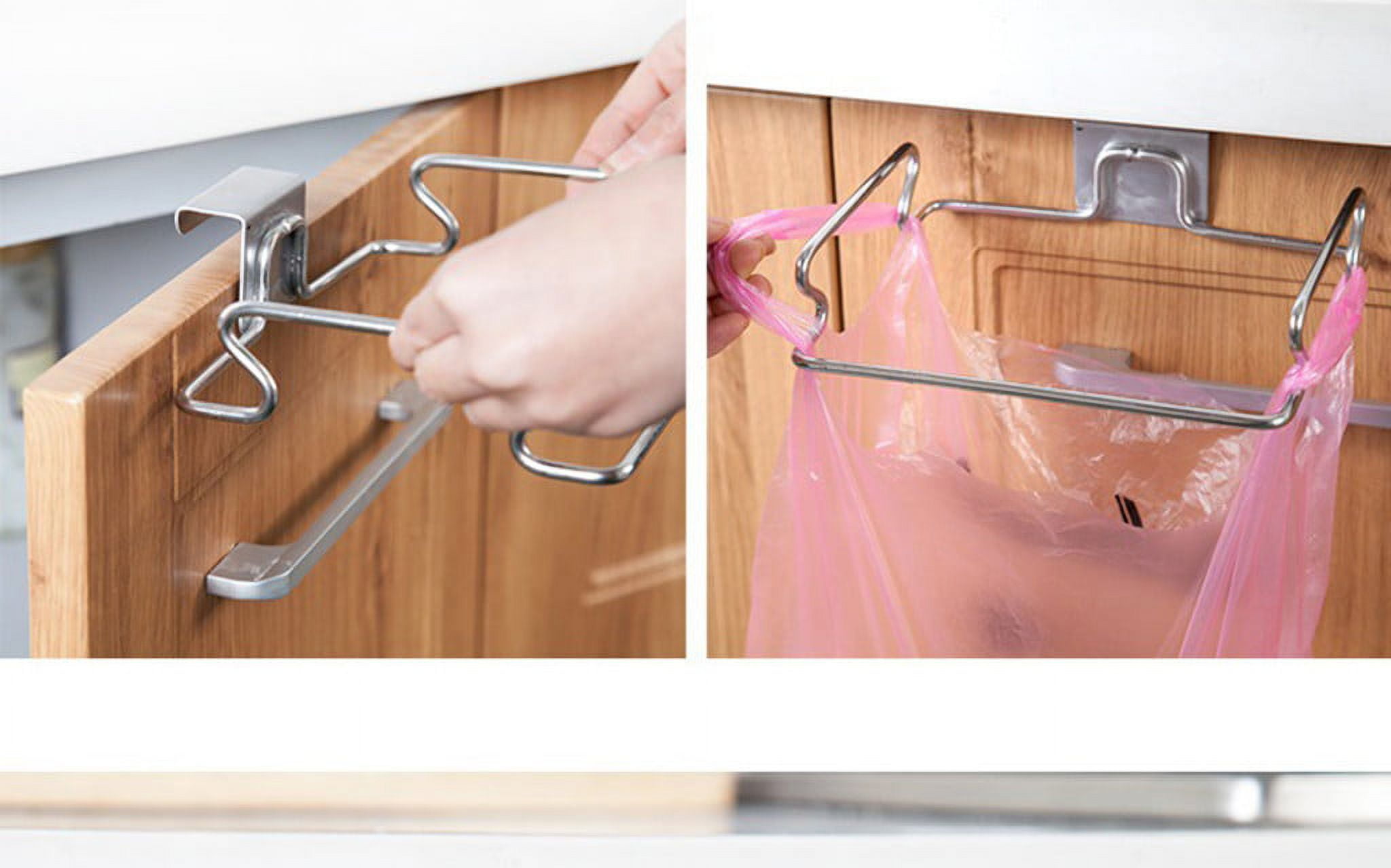 UAEBM Garbage Bag Over The Door Hanging Mounted Cabinet Under Sink Trash Stand Small Cabinet Storage for Plastic Bags Garbage Bags silver Walmart