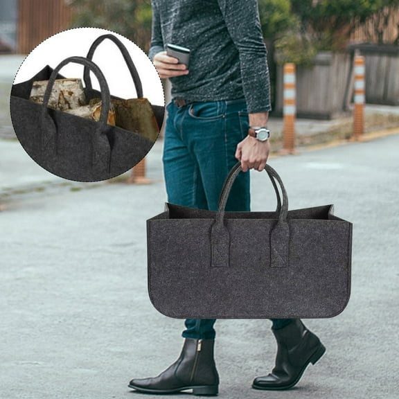 UAEBM Knitting Bag for Yarn, Wool, and Crochet tools - Large DIY Storage tote for Household Organizer, Portable Yarn Carrier with Handles Dark Gray