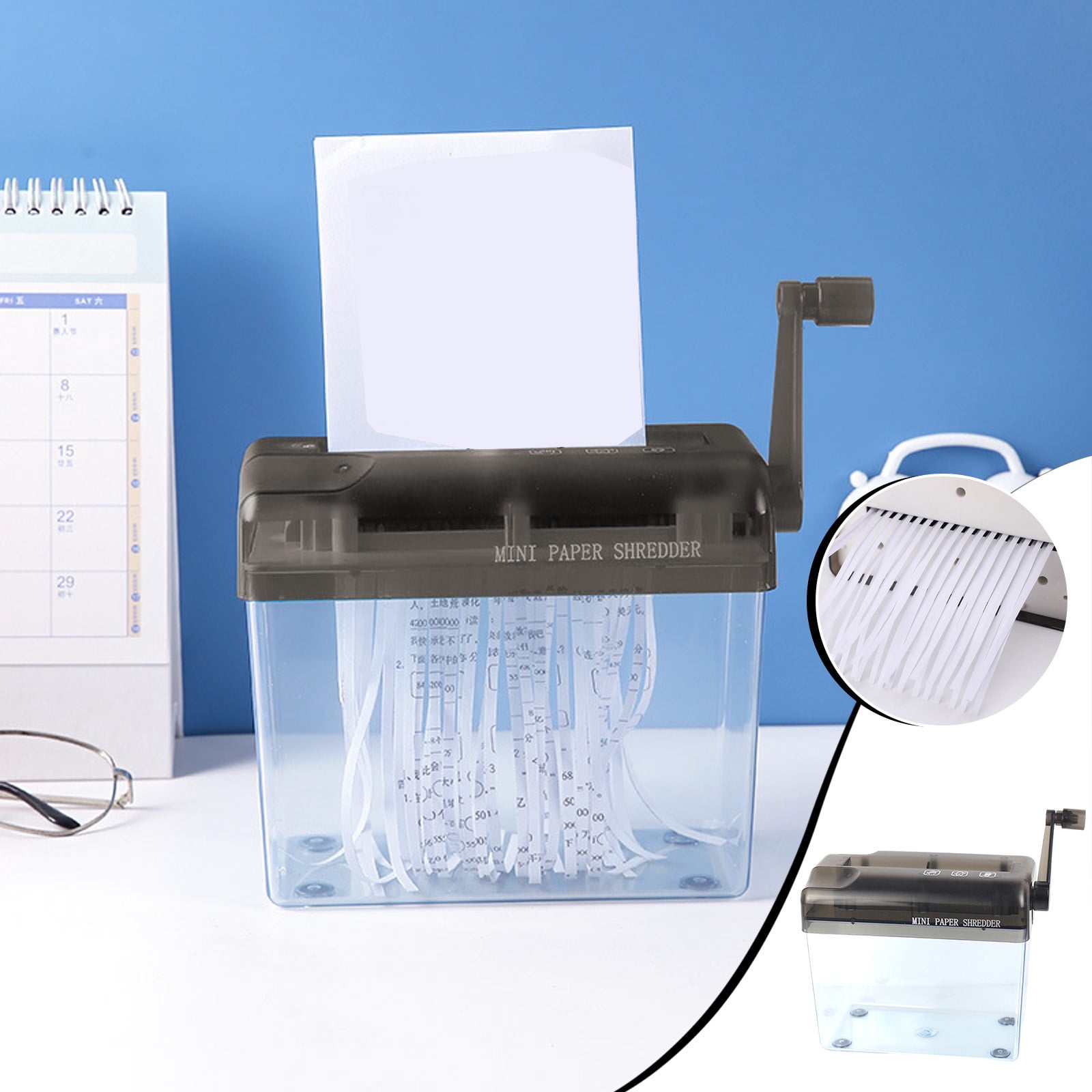 UAEBM Portable Mini Manual Paper Shredder, Black