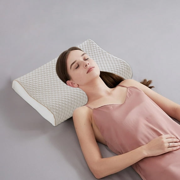 UAEBM Neck Pillow Memory Foam Pillows for Pain Relief Bed Pillow for Sleeping, Ergonomic Pillow for Neck and Shoulder Pain, Orthopedic Cervical Pillow for Side Back Stomach Sleeper Khaki