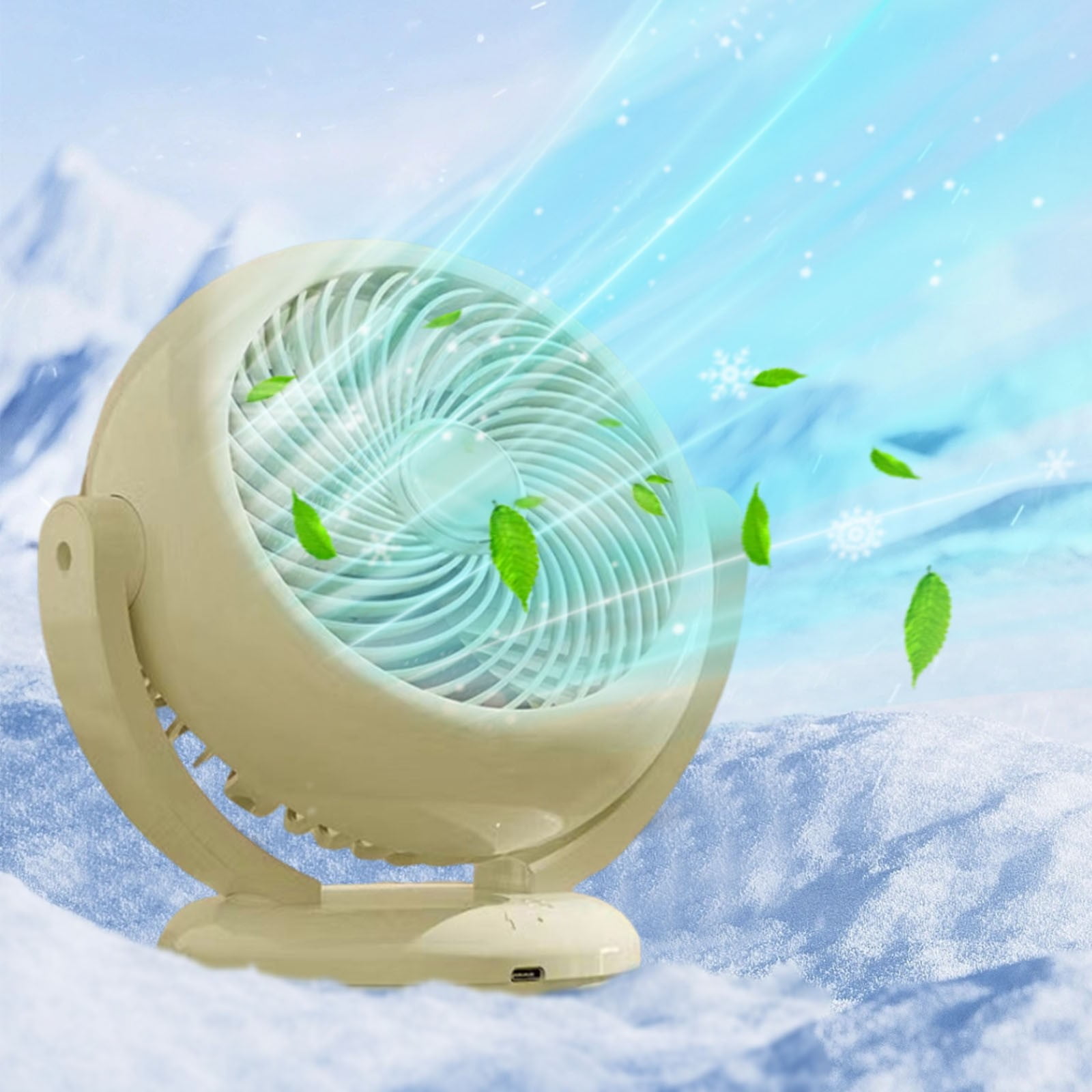 UAEBM Portable USB Desktop Fan with 1200mAh Rechargeable Battery, Powerful Mini Charger Fan for Home and Office Use, Adjustable Wall Mounted Desk Fan with Type-C Charging Green