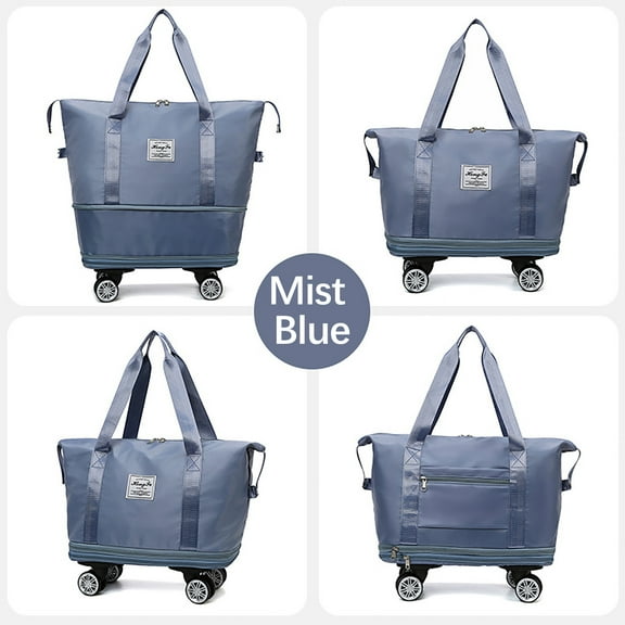 UAEBM Rolling Duffle Bag with Wheels, Expandable Foldable Duffle Bag with Wheels and Handle for Travel, Rolling Luggage bag Carry on Duffel Bag, Wheeled Travel Duffle Bag Blue