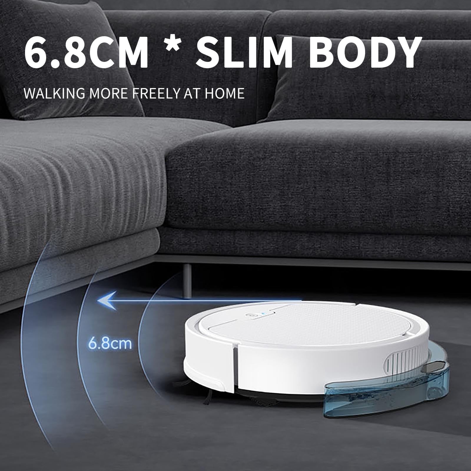 UAEBM Smart Robot Vacuum Cleaner with Large Water Tank, All-in-One Sweeping and Mopping Robot, App Controlled Wet Mopping Robot Cleaner White
