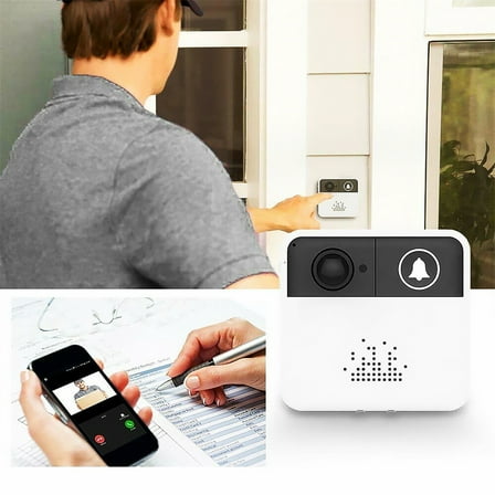 UAEBM Smart WiFi Doorbell with 140° View, HD Night Vision, & Two-Way Audio: Portable Visual Intercom for Home Security, Rechargeable, Compatible with 2.4G Networks White