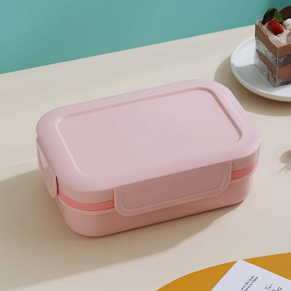 UAEBM Stackable Lunch Box for Adults, Leakproof Bento Box with 8 Compartments, Microwave and Dishwasher Safe, Lunch Container Set with Spoon, Knife and Fork Pink