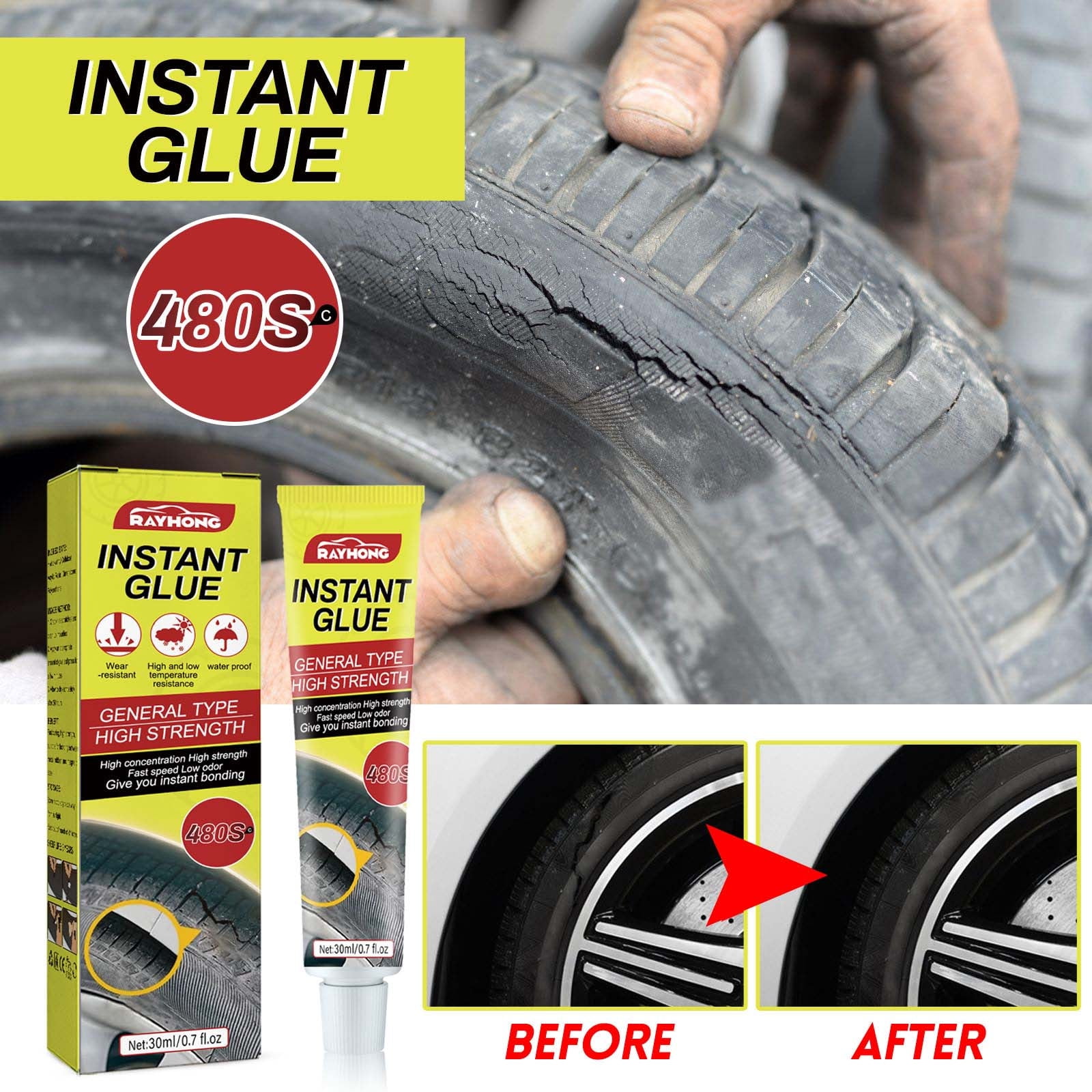 UAEBM Strong Tire Sealant Fast & Easy Tire Repair with Black Soft