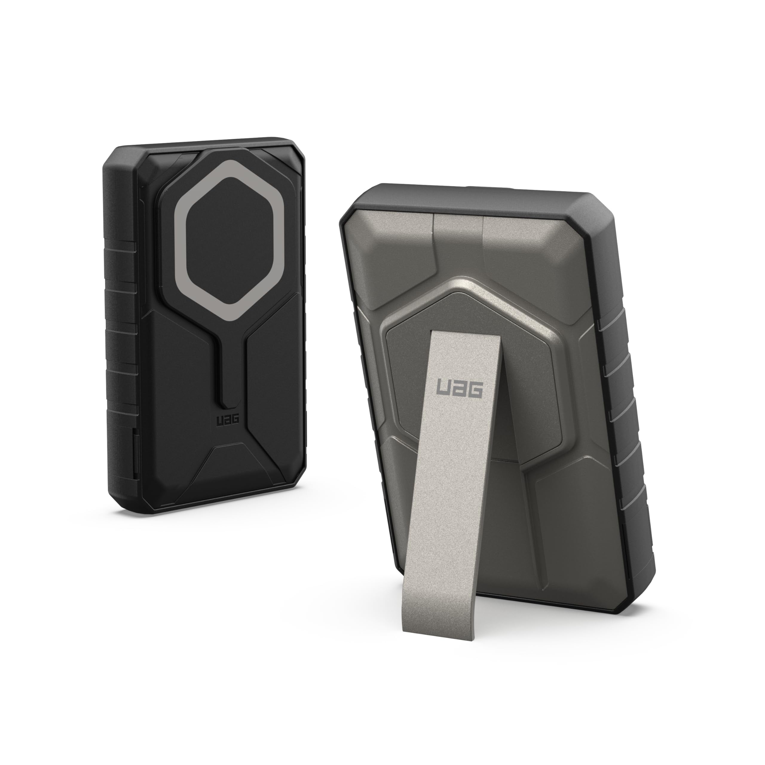 UAG 10000mAh Power Bank SRGE 20W 2-Port USB-C USB Magnetic Wireless Portable Charger Fast Charging Battery Pack w/Kickstand Compatible with iPhone 17, Galaxy S25, Black/Titanium