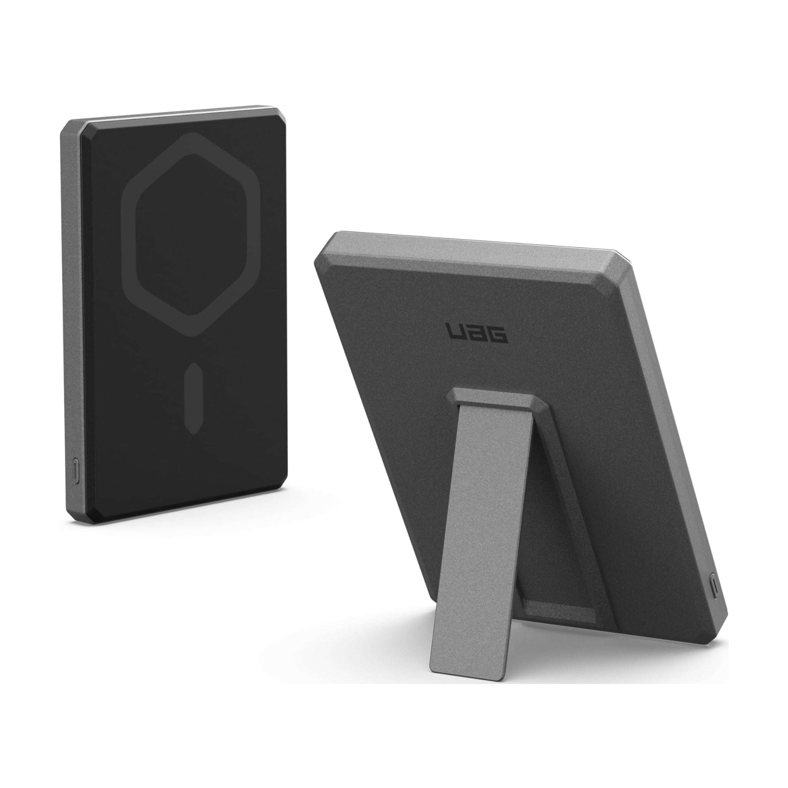 UAG 5000mAh Power Bank SRGE 20W USB-C Slim Magnetic Wireless Portable Charger Fast Charging Battery Pack w/Kickstand Compatible with iPhone 17, Samsung Galaxy S25, Black/Grey