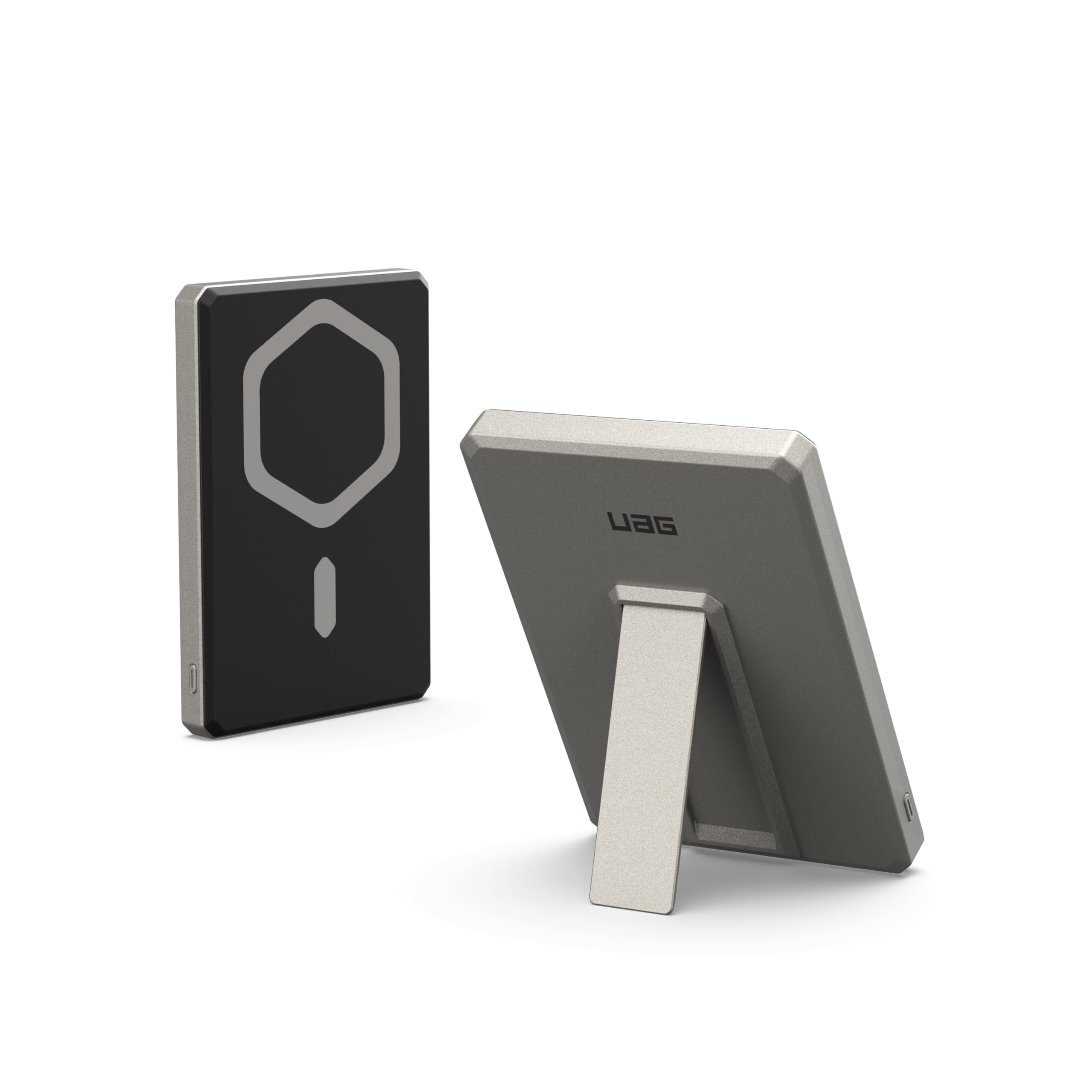 UAG 5000mAh Power Bank SRGE 20W USB-C Slim Magnetic Wireless Portable Charger Fast Charging Battery Pack w/Kickstand Compatible with iPhone 17, Samsung Galaxy S25, Titanium