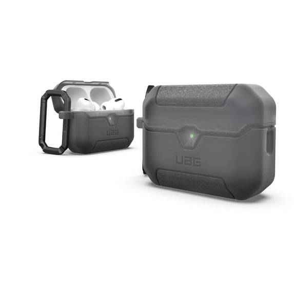 UAG AirPods Pro 3rd Gen Case, Translucent Rugged Military Grade Drop Proof Protective Cover with Detachable Carabiner Clip & Secure Lip Closure, Scout Smoke