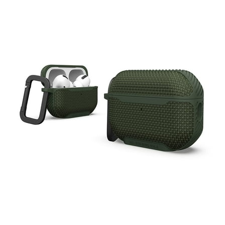 UAG AirPods Pro Case (2nd Generation 2022) Metropolis Ballistic ARMR Olive Drab - Rugged Protective Case Cover Compatible with MagSafe Charging with Keychain Carabiner by URBAN ARMOR GEAR