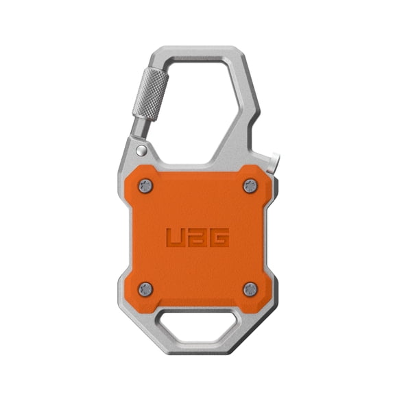 UAG AirTag Case 1st/2nd Gen with Built-in Bottle Opener - Hard Shell Lock Case AirTag Holder Durable Locking Carabiner for Keys, Luggage & Bags, Monarch Orange/Silver