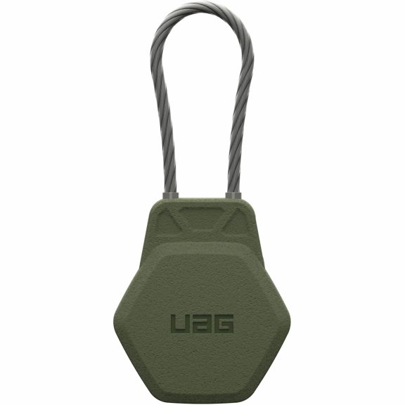 UAG AirTag Case Civilian - Hard Shell Lock Case Holder Keychain with Wire Cable for Keys, Luggage & Bags, Anti-Lost Ultra Secure GPS Protective Cover, Olive Drab