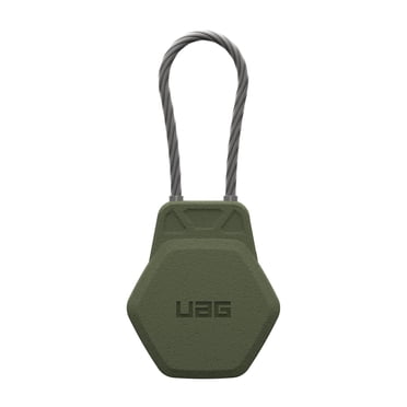 UAG AirTag Case - Hard Shell Lock Case AirTag Holder Keychain with Wire Cable for Keys, Luggage & Bags, Anti-Lost Ultra Secure GPS Protective Cover, Civilian Olive Drab