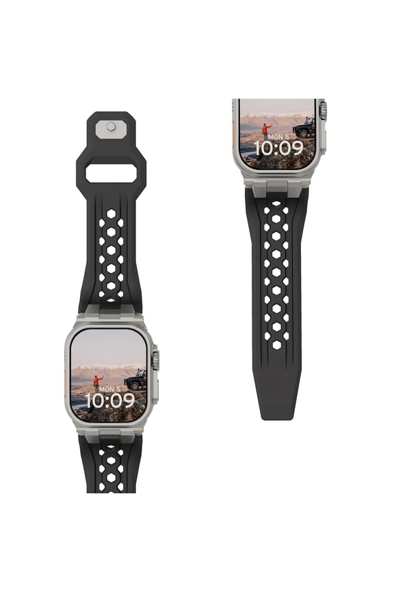 UAG Apple Watch Band 49/46/45/44mm iWatch Series Ultra 3/Ultra 2/Ultra/4-11/SE/SE 2/SE 3 Premium Sport Breathable Replacement Watch Strap, Monarch Black/Titanium