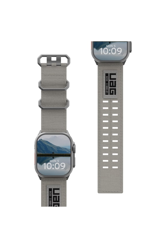 UAG Apple Watch Band 49/46/45/44mm iWatch Series Ultra 3/Ultra 2/Ultra/4-11/SE3/SE2/SE Secure Buckle Closure Nylon Wide Replacement Strap, Metropolis Titanium