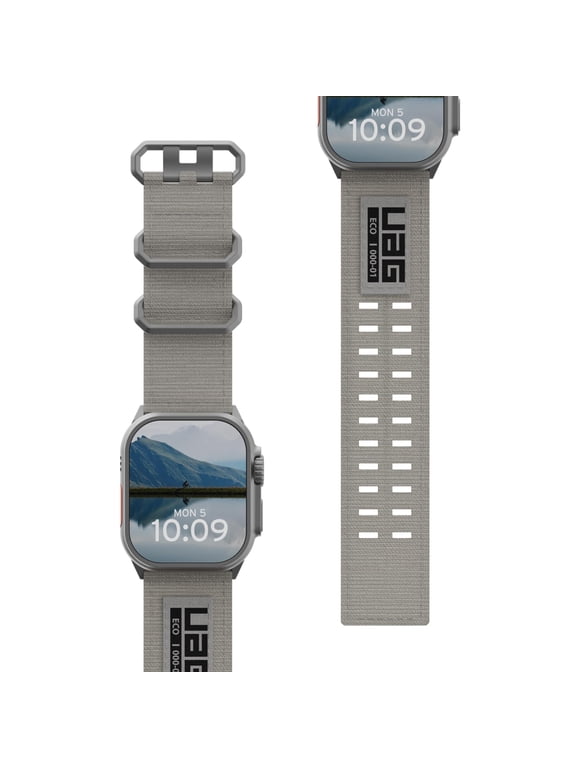 UAG Apple Watch Band 49/46/45/44mm for Series Ultra 4/Ultra 3/Ultra 2/Ultra/4-12/SE3/SE2/SE Secure Buckle Closure Nylon Wide Replacement Strap, Metropolis Titanium