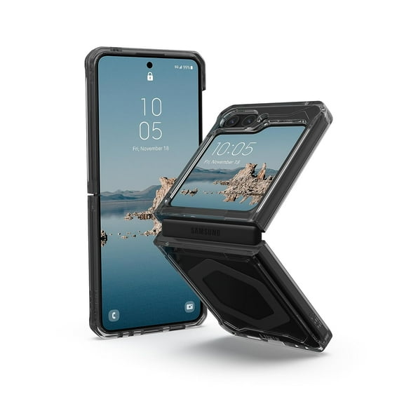 UAG Case for Samsung Galaxy Z Flip 5 2023 Plyo Pro Ash/Space Grey, Premium Rugged Anti-Yellowing Transparent Clear Compatible with Magnetic Charging Heavy Duty Protective Cover by URBAN ARMOR GEAR