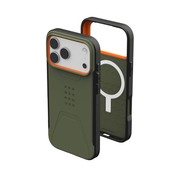UAG Civilian Case for iPhone 18 Pro Max/iPhone 17 Pro Max, Olive/Orange, MagSafe Compatible, HyperCush Impact Technology, Shock-Absorbing, Anti-Slip Traction Grip, Military Drop Tested Protection