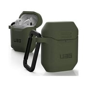UAG Compatible with Airpods (1st & 2nd Gen) Case Full-Body Protective Soft-Touch Silicone Case with Detachable Carabiner, Standard Issue Silicone_001, Olive