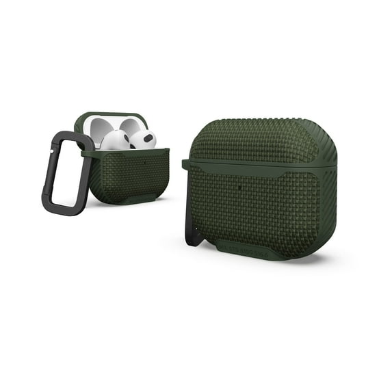 UAG AirPods Case (3rd Generation 2021) Metropolis Ballistic ARMR Olive Drab - Rugged Protective Case Cover Compatible with MagSafe Charging with Keychain Carabiner