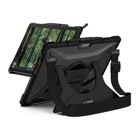 UAG Microsoft Surface Pro 11/10/9 Case with Built-in Kickstand Hand & Shoulder Strap Pen Holder Compatible with Type Cover Keyboard Rugged Protective Cover, Plasma Ice