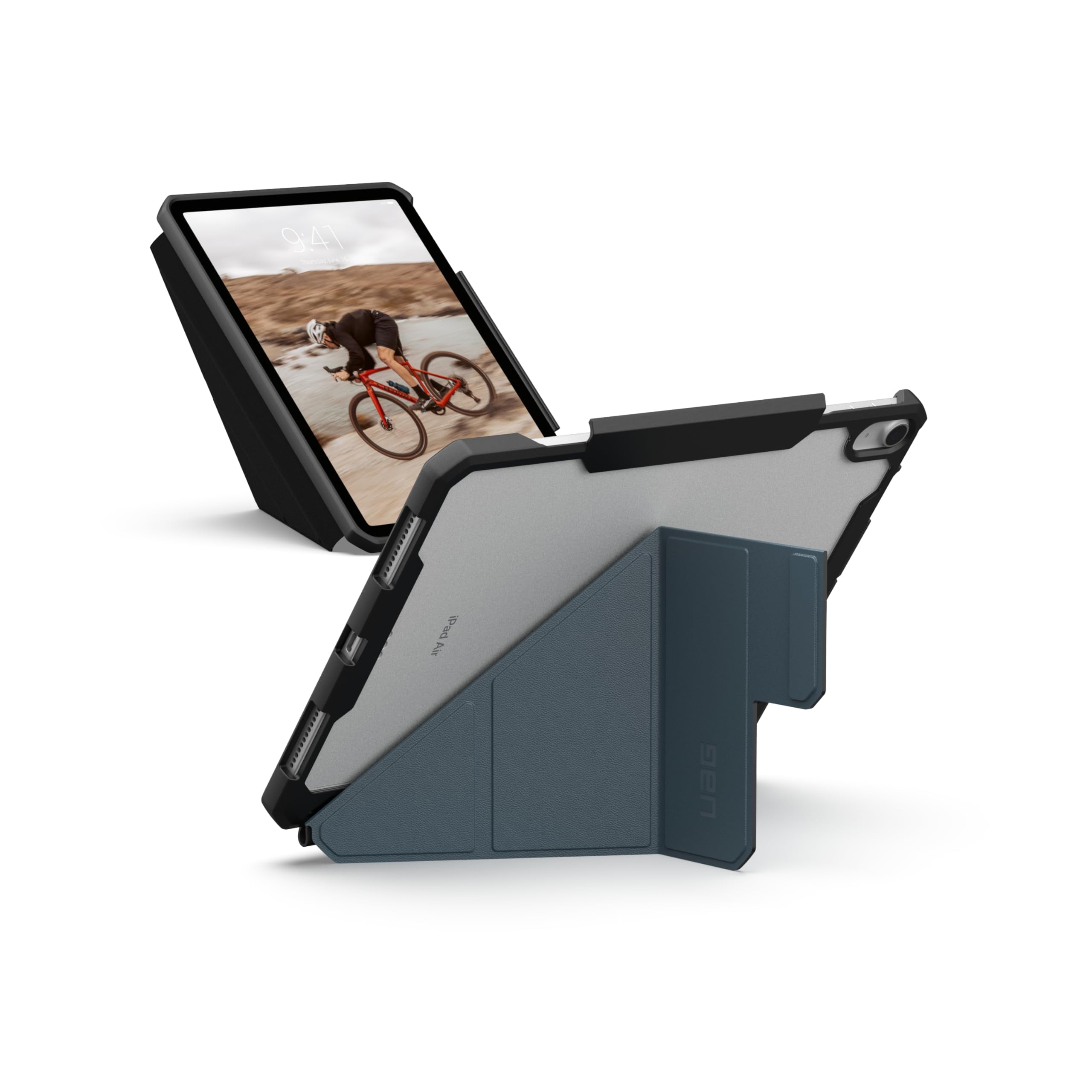UAG iPad Air 11" Case (6th-8th Gen 2024-2026) M4/M3 - Rugged Adjustable Multi-Angle Stand Auto Sleep/Wake Folio Cover w/Pencil Holder, Essential Armor Cloud Blue