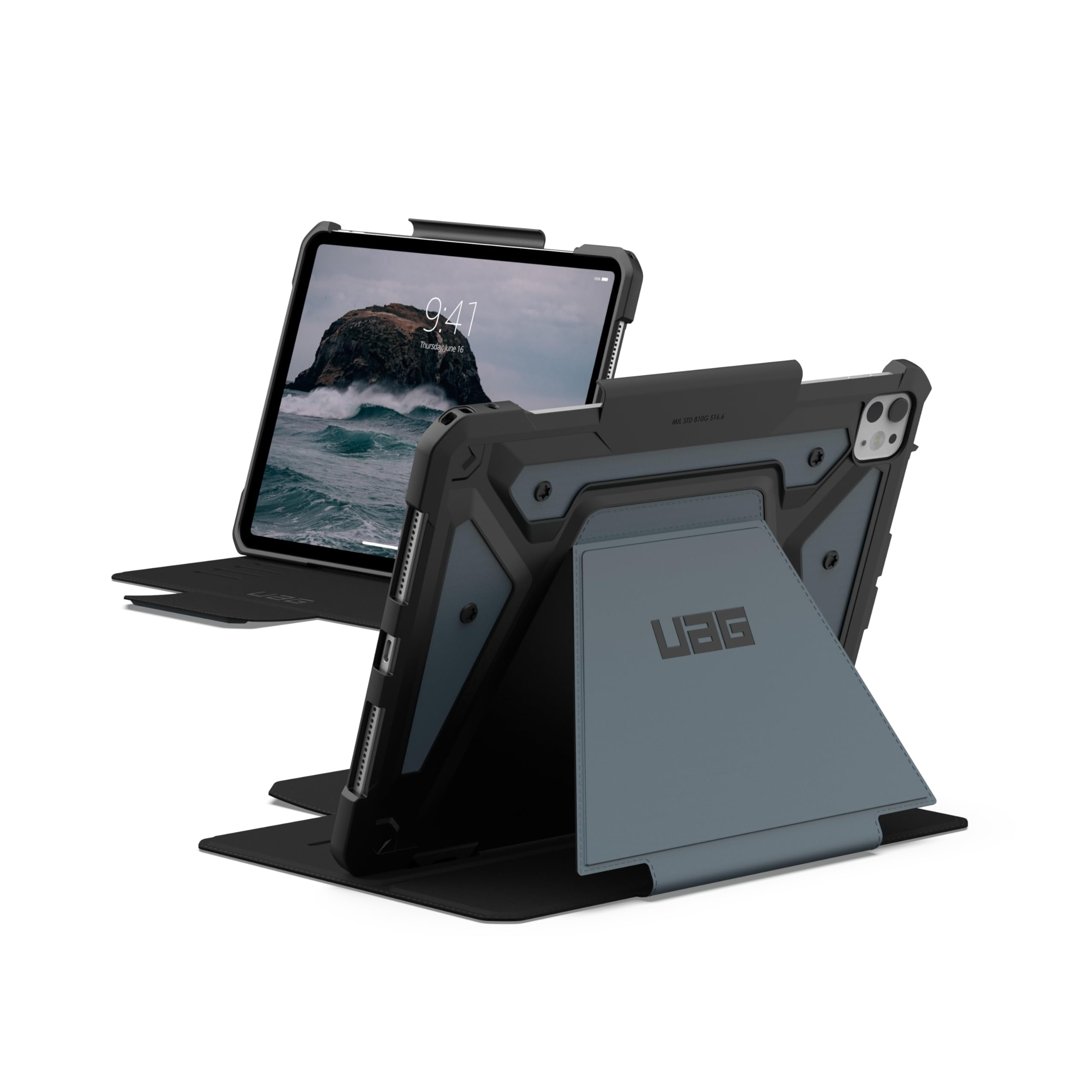UAG iPad Pro 11" Case M5 2025 6th Gen, M4 2024 5th Gen A3357 A3358 A3359 A2836 A837 A3006, Adjustable Multi-Angle Stand Folio Cover w/Pencil Holder, Metropolis SE Cloud Blue